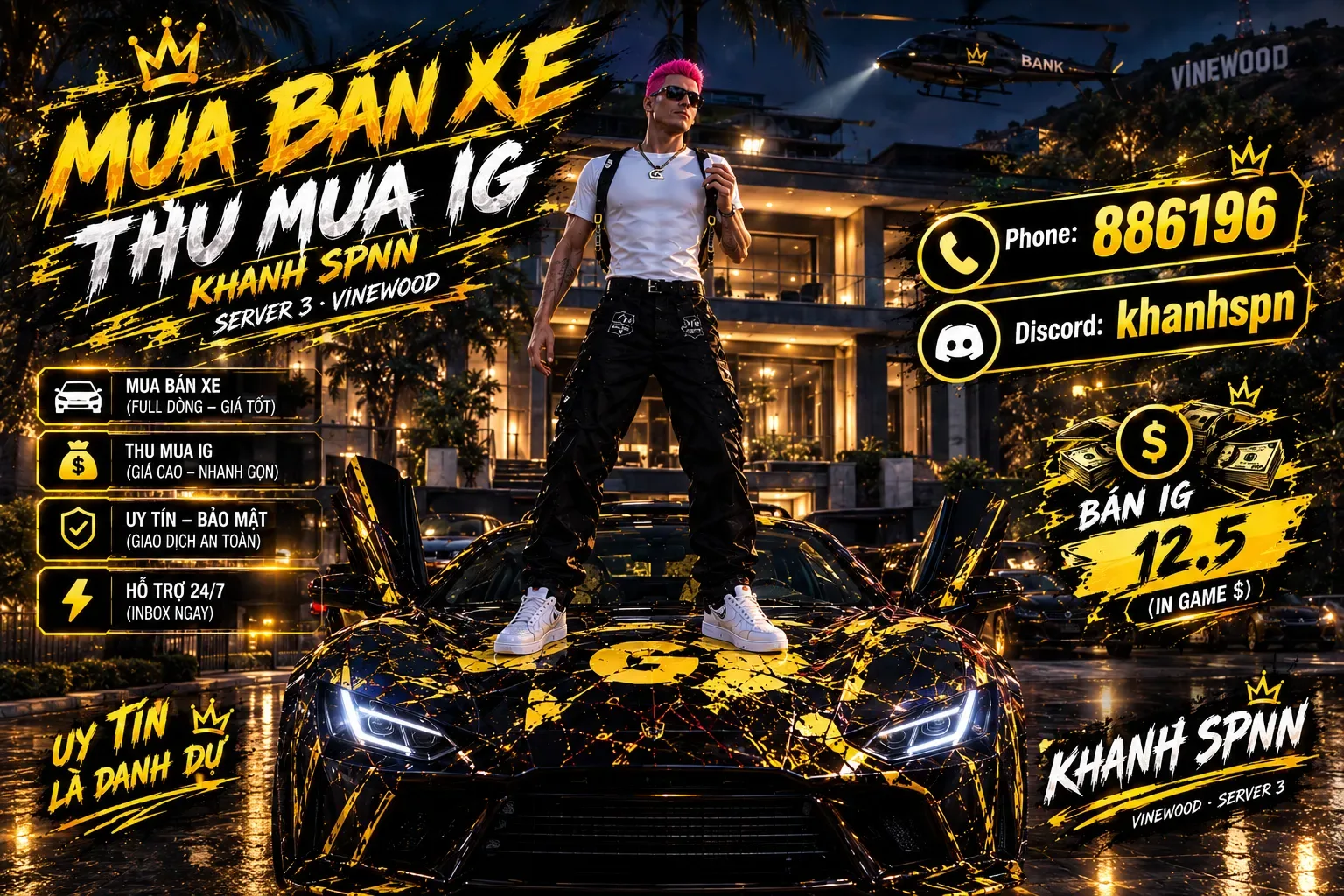 Khanh SPNN — Mua bán xe, thu mua IG · Server 3 Vinewood